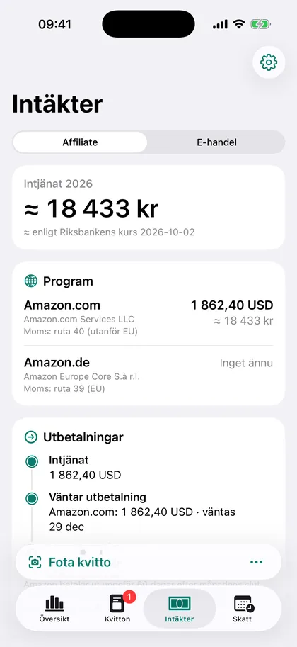 Intäkter i iPhone-appen
